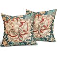 thumbnail image 2 of Vintage Country Floral Pillow Covers 20x20 Teal Gold Colored Flowers Pattern Decorative Throw Pillows Outdoor Linen Farmhouse Cushion Case Rustic Pillowcase for Sofa Bed Room Decor Set of 2, 2 of 6
