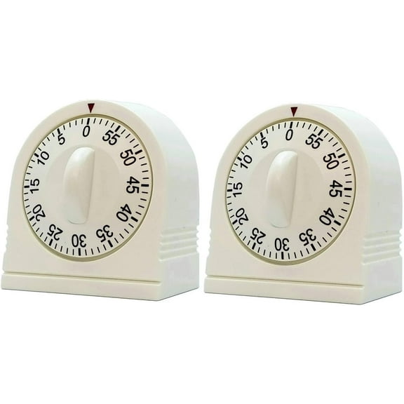 60 Minute Wind Up Timer, Visual Mechanical Timer with Loud Alarm, Manual Countdown Timers for Classroom, Home, Study and Cooking (2 Pack)