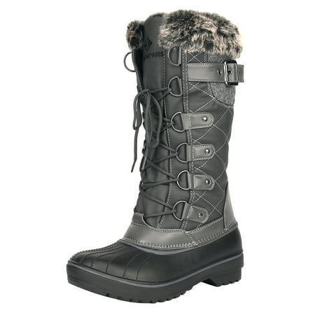 

Dream Pairs Women s Warm Faux Fur Lined Mid Calf Winter Waterproof Snow Boots DP-AVALANCHE GREY Size 10