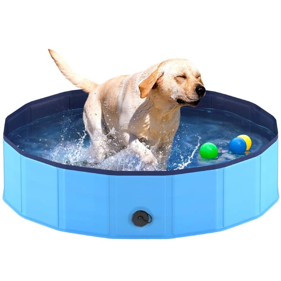 Portable Dog Pool, Foldable Pet Swimming Tub, Anti-Slip Pet Bathtub, Hard Plastic Bath Pool for Pets Dogs and Cats, 40x 12 Inches