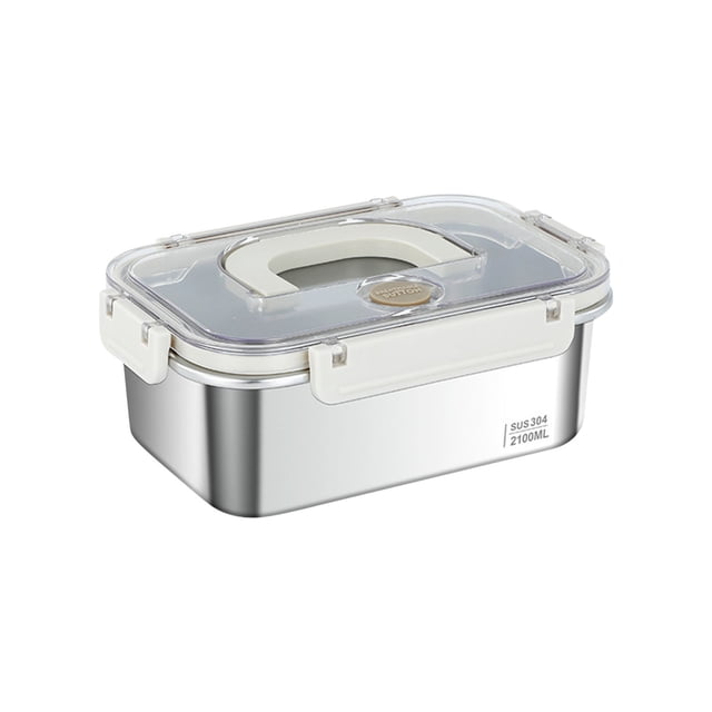 Boovnll Food Storage Containers with Lids, 304 Fresh-Keeping Box Stainless Steel Sealed Jar Lunch Box Fruit and Vegetable Sealed Bento Lunch Box, Kitchen Storage