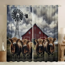 jejeloiu Highland Cow Cattle Blackout Curtains Set of 2 (52x84 Each),Farm Animal Cattle Window Curtains,Vintage Barn Door Curtains and Drapes For Adults,Breathable Home Decor