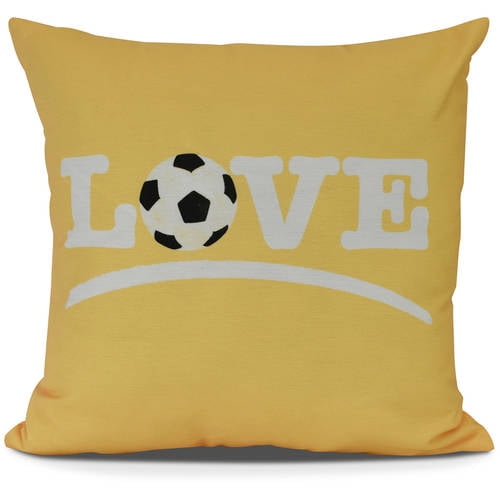 E by design O5PW870PK10-18 Love Soccer Decorative Word Throw Outdoor Pillow 18 Pink
