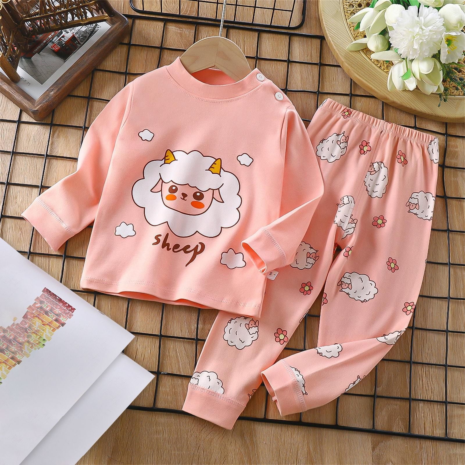 Ketyyh chn99 Kids Pajamas Girls Baby Boys Bathrobes Boys Pajamas with Shorts Cartoon Printing Set Cotton Baby Cotton Warm Boys Girls Long Sleeve