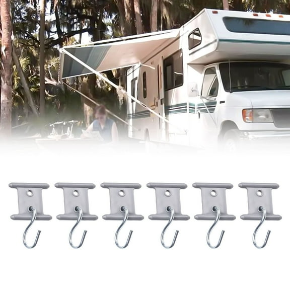 Piping Strip Hooks, Pack of 6 RV Awning Hooks, Camping Piping Rail Hook