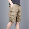 thumbnail image 2 of RYDCOT Mens Outdoor Casual Expandable Waist Lightweight Water Resistant Quick Dry Fishing Hiking Cargo Shorts Khaki, 2 of 7