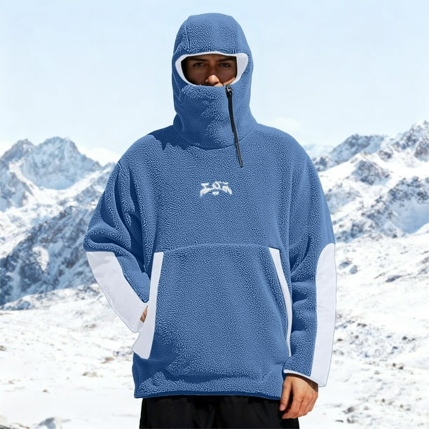 MHFRRA Chaqueta de Comercio Exterior con Capucha y Forro Grueso de Gran Tamaño Azul