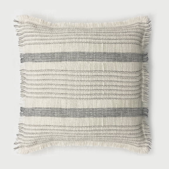 Better Homes & Garden 100% Cotton Stripe Fringe Pillow with Poly Fill Insert, 20" x 20"