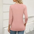 thumbnail image 3 of Staron Blouses d'Été pour Femmes en Liquidation Manches 3/4 Chemises Décontractées Amples Unies T-Shirts Basiques Col Rond Tendance, 3 of 6