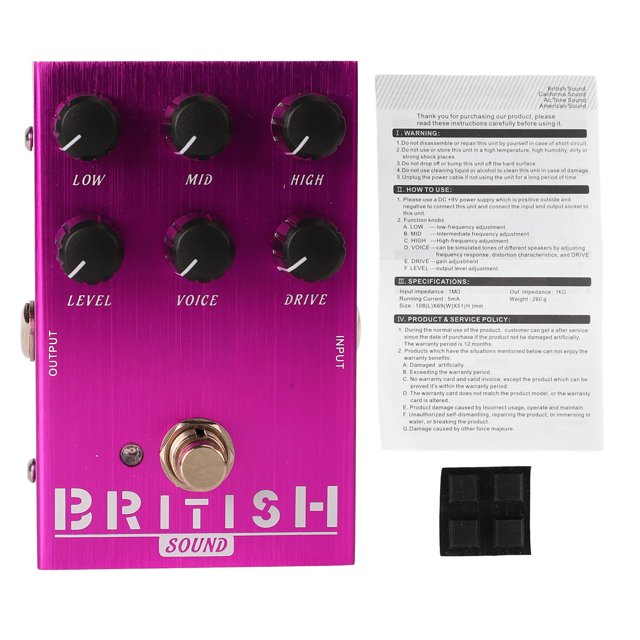 Pedal afinador con efecto Overdrive, pedal de accionamiento de efectos de guitarra eléctrica, accesorio para guitarra y bajo, pedal de accionamiento de efectos de guitarra eléctrica meticulosamente diseñado Jadeshay A