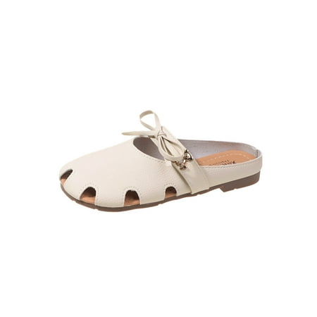 

Woobling Women Mules Beach Clogs Hollow Out Slides Summer Slippers Anti-Slip Flats Backless Comfort Beige 5