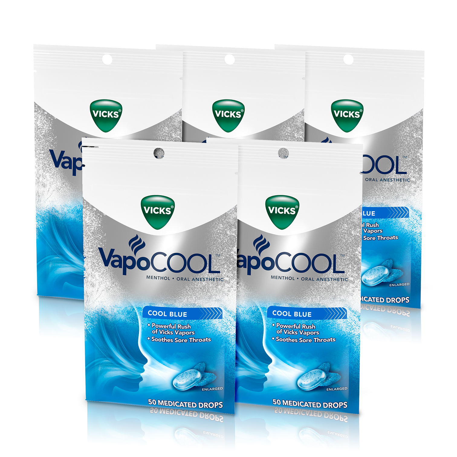 Vicks VapoCOOL Medicated Drops, Soothe Sore Throat Pain, 250 Drops, 5