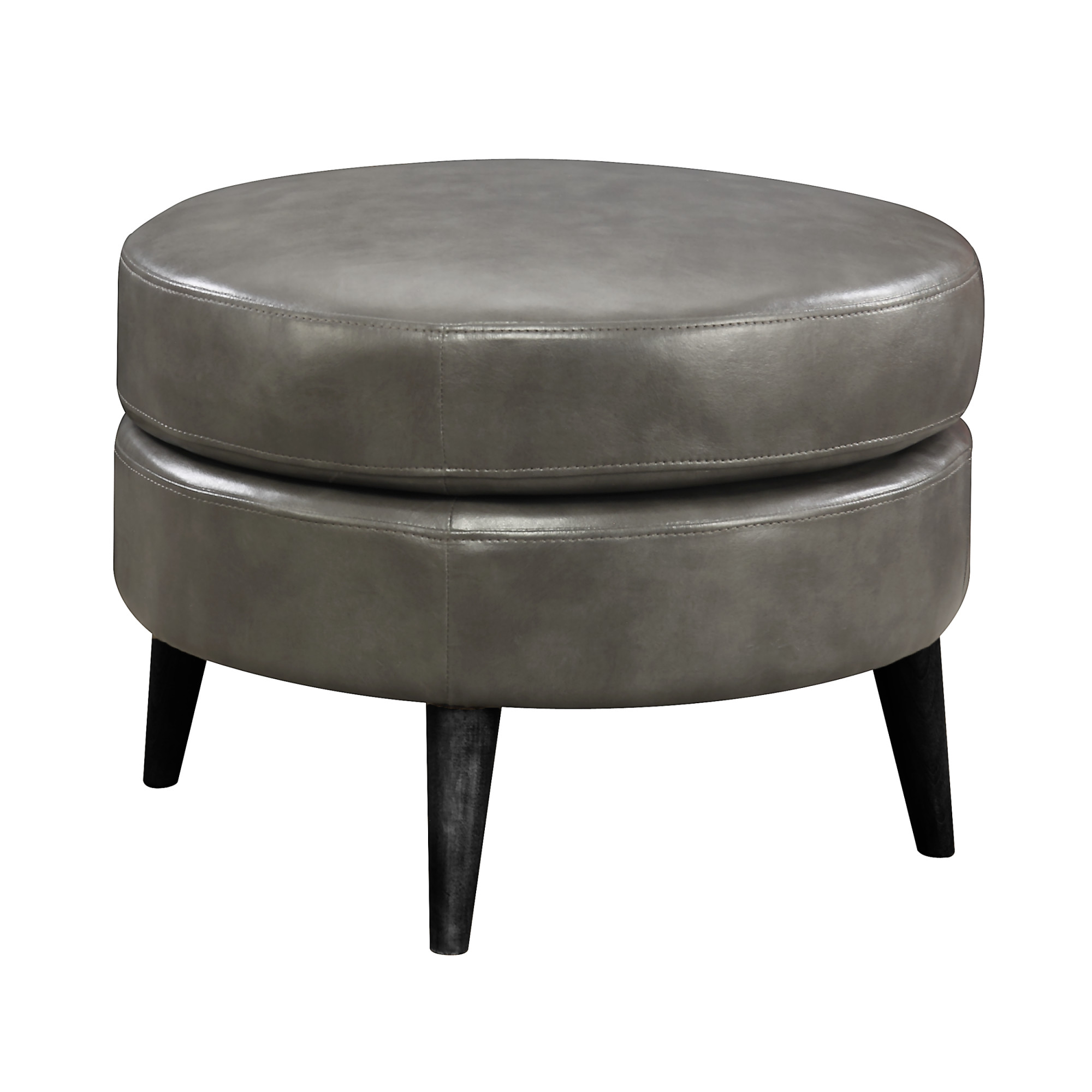 Emerald Home Oscar Gray Ottoman with Faux Leather Upholstery, Fixed