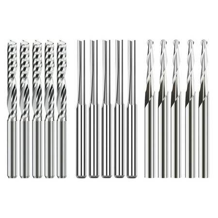 

End Mill Engraving Bits Set 15Pcs CNC Router Bits for Woodworking Acrylic Cutting 3.175/2mm Carbide Milling Cutter