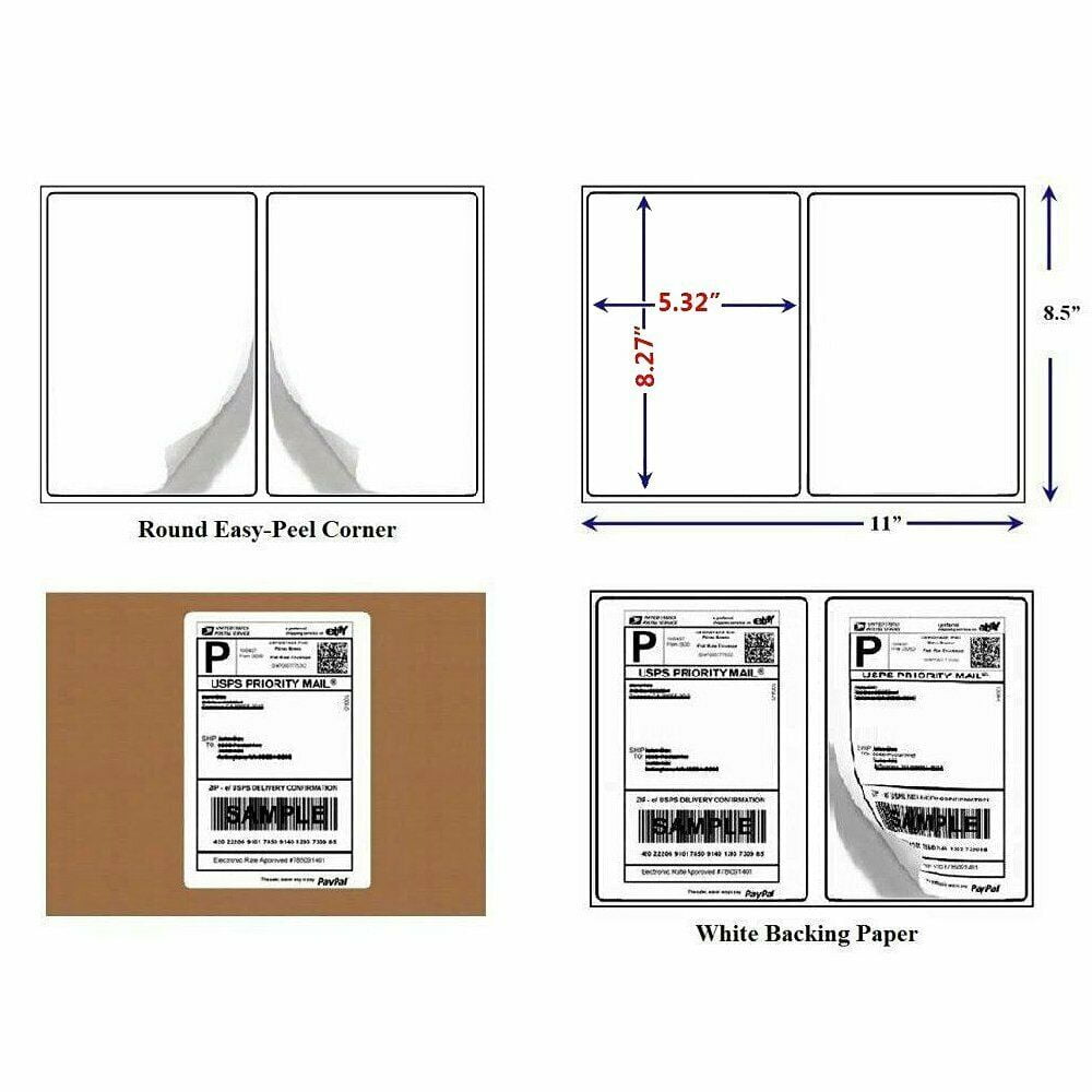 Labels 8.5x5.5-600 Shipping Labels Half-Sheet Self-Adhesive USPS UPS FedEx 