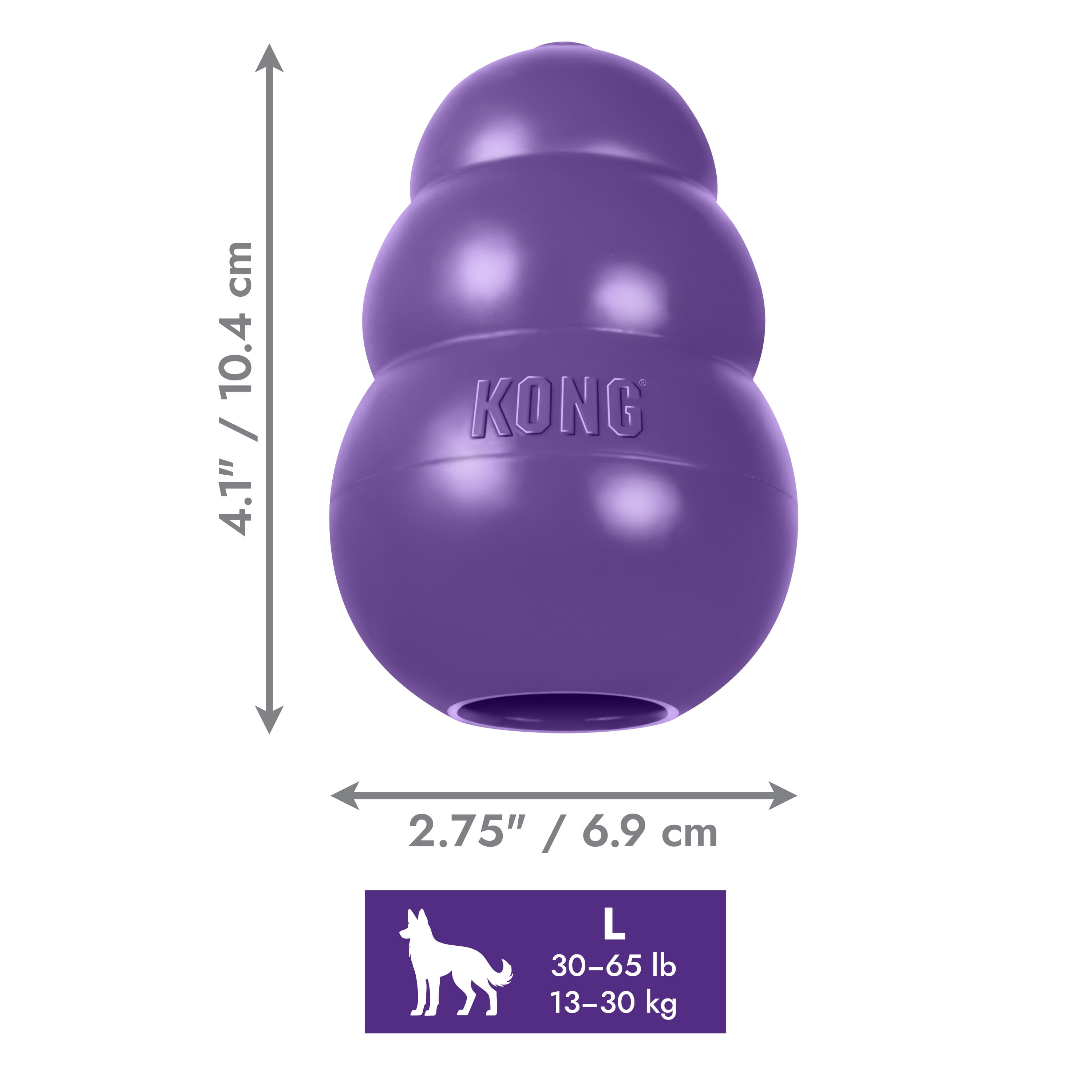 KONG® Classic Rubber Senior Dog Toy for Light Chewers, Large, for Dogs Between 30-65 lbs