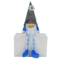 thumbnail image 2 of Cute Dangling Leg Gnome Doll, Lovely Smiling Dwarf Figurine for Home Tabletop Shelf Decor, Blue, 2 of 6