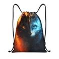 thumbnail image 1 of Xecao Red And Blue Fire Cat Pattern Sports Drawstring Backpack - String Swim Gym Bag with Wet Proof Pocket for Women&Men-Small, 1 of 6