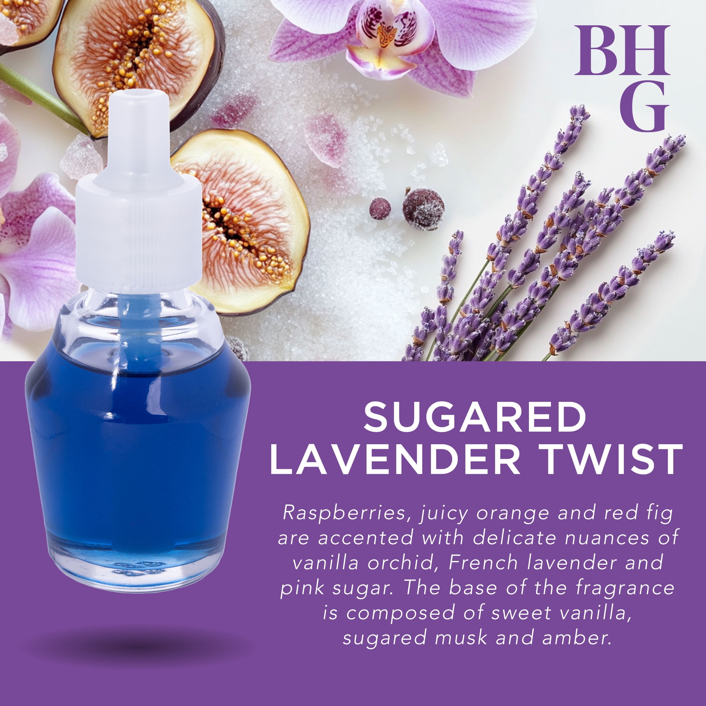 (2 pack) Better Homes & Gardens Sugared Lavender Twist Scented Aroma Accents Fragrance Oil Refill 24 mL