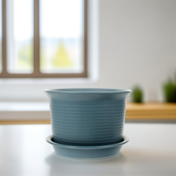 HOMOBABE 1Pack Blue Flowerpot for Bonsai Pot with Thickening Design and Drainage 8.3x8.3x5.9in