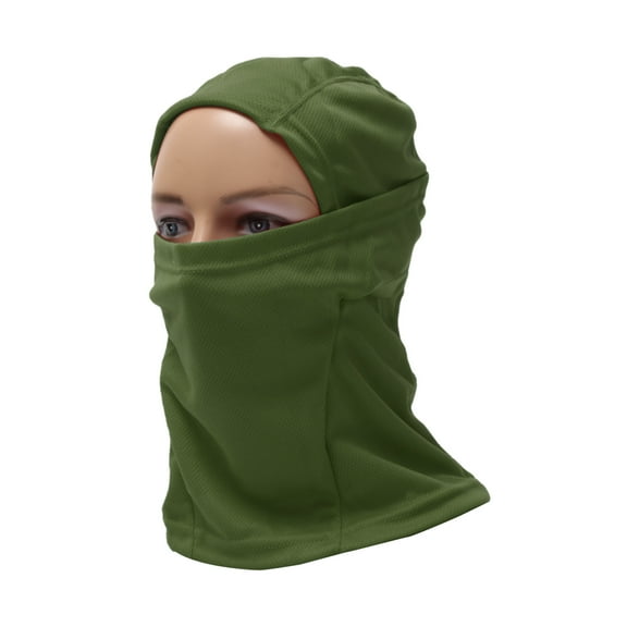 Máscara facial completa de poliéster, cubierta facial transpirable, absorbe el sudor, verde militar, 1 pieza