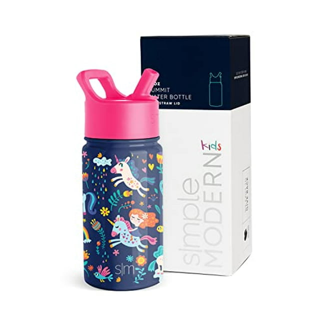 Botella de agua Simple Modern Summit Kids con tapa de pajita aislante