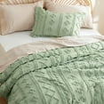 thumbnail image 3 of Tufted Boho Comforter Set Queen Size - Sage Green 
 Boho Bedding Comforter Set, 3 Pieces Farmhouse Shabby Chic Embroidery Bed Set, Gifts for Woman, Soft Jacquard Comforter for All Seasons, 3 of 11