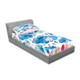 thumbnail image 2 of Ambesonne Modern Fitted Sheet & Pillow Sham Set, Rainy Clouds and Raindrops, Twinxl, Blue Pink Orange, 2 of 2