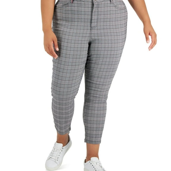 Tommy Hilfiger Womens Glen Plaid Skinny Dress Pants, Grey, Plus Size, 14W