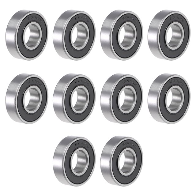 Uxcell rodamientos de bolas de ranura profunda métricos de doble sellado de acero cromado tono plateado 10pcs 0.47''x1.1''x0.31''