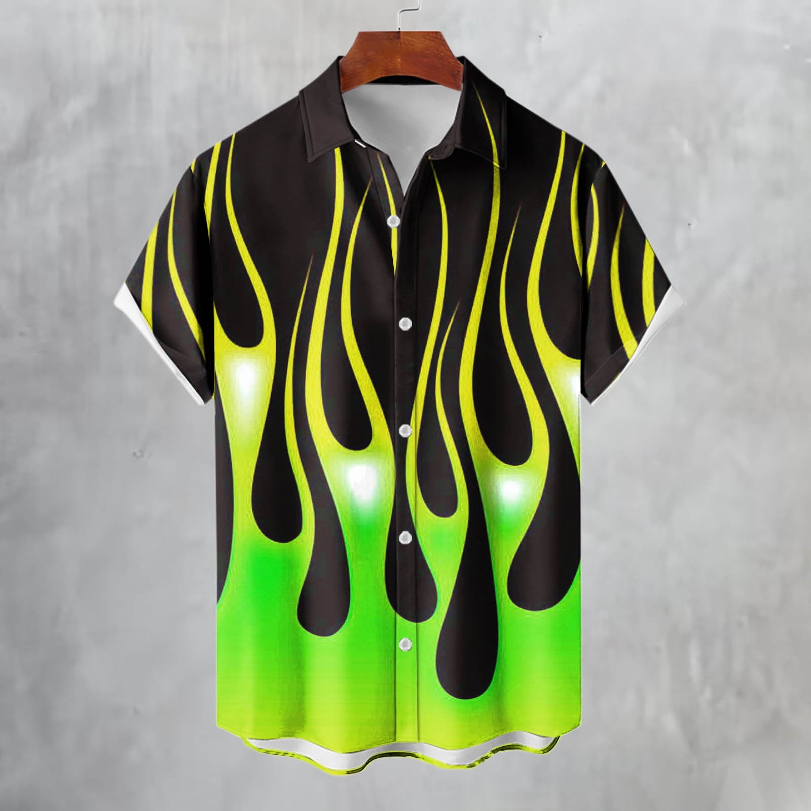 lcziwo Hawaiian Shirt for Men Funny Novelty 3D Flame Printed
