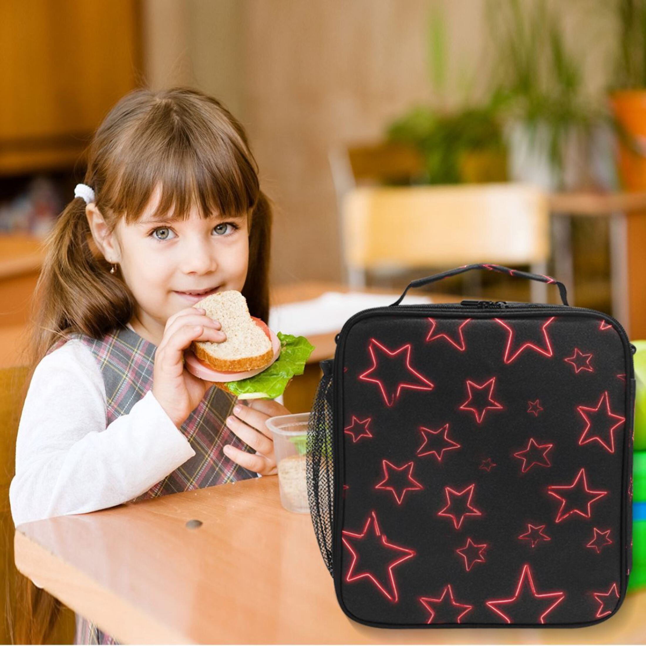 ALAZA Stars Lunch Box Insulated Cooler Lunch Bag with Shoulder Strap Meal Prep Tote