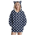 thumbnail image 2 of Cute Hoodies for Women Teen Girls Graphic Pullover Oversize Sweatshirt with Cat Ear Hood Pocket Trendy Hooded Tops (S, Navy|Dots), 2 of 5