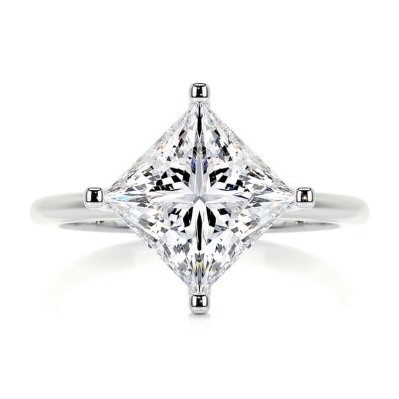 Blue Jewel Princess Cut Excellent 1.9 Ct Diamond Ring For Women's - White Gold Over 14K Silver Diamond Ring - Solitaire Diamond Ring - Solo Stone Diamond Ring for Her - Simple Diamond Ring for Ring