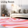 thumbnail image 2 of ODIKA 3'x5' Machine Washable Non-Slip Area Rug, Abstract Waves with Flowing Lines and Repetitive Shapes High Traffic Rug with Pad, Pink, 516154, 2 of 8