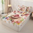 thumbnail image 2 of Erosebridal Rustic Piglet Zipper Full Size Comforter Sets with Fitted Sheet and 2 Pillowcases,Pastel Flower Print Zipper Bedding Set,Pink Purple Green,Reversible, 2 of 6