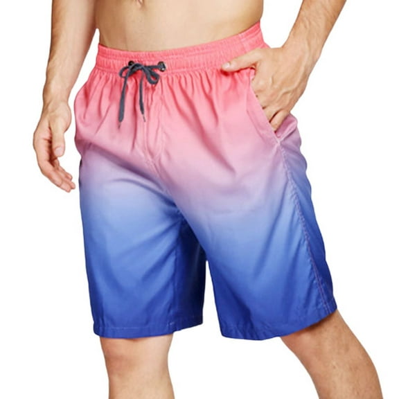 SWSMCLT Men's Swim Trunks Swimming Boyleg Fashion Beach Shorts Bathing Suit Surf Mid Rise Elastic Waist Drawstring Trunks Pink X-Large
