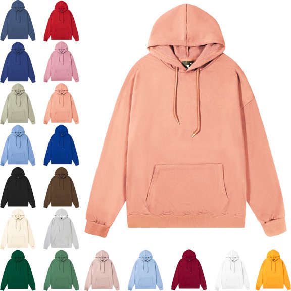 Danhjin Solid Color Hoodies for Men Fall Winter Pullover Sweatshirts Casaul Long Sleeve Tops Fashion Stylish Loose Hooded Shirts with Pocket