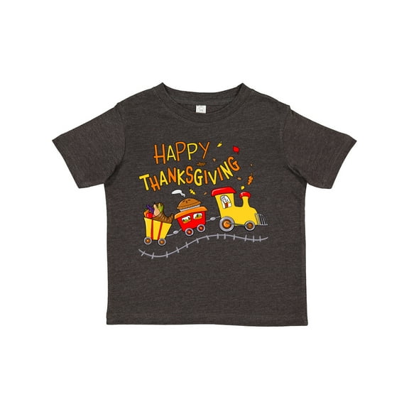 Inktastic Happy Thanksgiving Turkey Train with Food Boys or Girls Toddler T-Shirt
