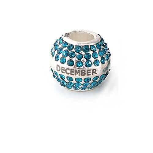 December Birthday Birthstone Charm Spacer Bead Compatible with European Bracelets 