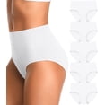 thumbnail image 1 of XmhyTop 5 Piezas de Bragas para Mujer Algodón Cintura Alta. Suaves, Transpirables y Elásticas, Cobertura Total, Color Blanco, Talla 4XL, 1 of 5