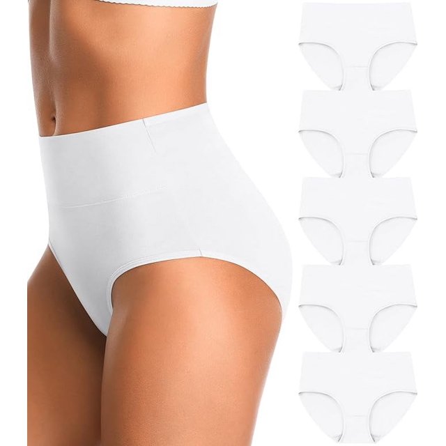 XmhyTop 5 Piezas de Bragas para Mujer Algodón Cintura Alta. Suaves, Transpirables y Elásticas, Cobertura Total, Color Blanco, Talla 4XL