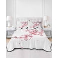 thumbnail image 3 of Pink Flower Twin XL Size Down Alternative Comforter, Lightweight Comforter Quilt Bedding Set with Pillow Shams Spring Summer Botanical Floral Branches All Seasons Bed Comforter Duvet Insert 68"x98", 3 of 7