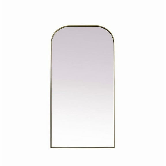 Elegant Decor Metal Frame Arch Full Length Mirror 35X72 Inch In Brass