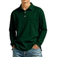 thumbnail image 3 of Trgacdwlo Men Polo Shirts Lightweight Long Sleeve Work Shirts for Men Summer Fall Sun Protection Mens Golf Polo Shirt with Pocket Dark Green L, 3 of 10