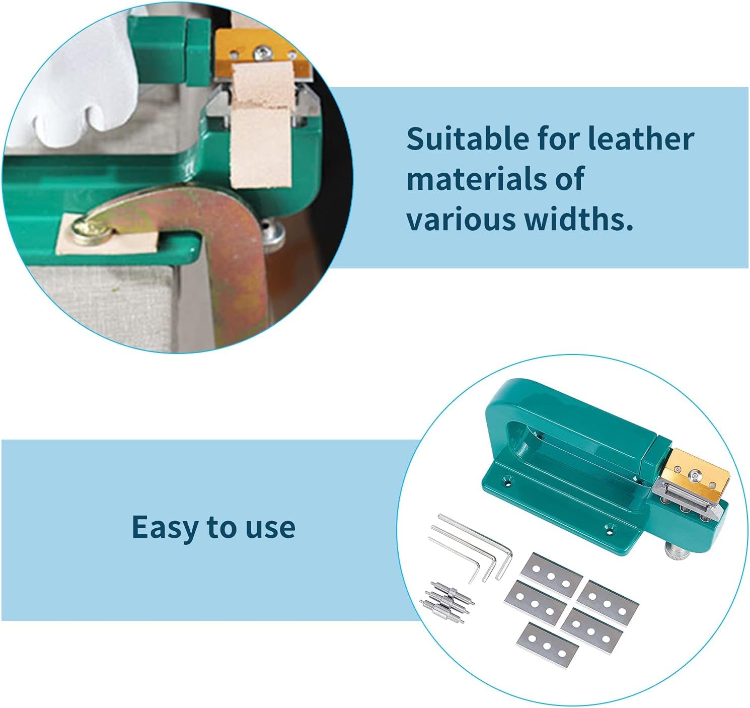 Leather Craft Edge Skiving Machine Leather Repairing Splitter Skiver Peeler Tool Leather Splitte Kit Repairing Splitter Skiver Peeler Tool with 5 Blades