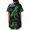 thumbnail image 3 of Kdxio Space Dino Cartoon Black Print Pajamas Sets for Women Short-Sleeved Pjs with Lounge Shorts Two Piece Sleepwear S-4XL, 3 of 8