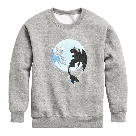 How to Train Your Dragon - Night And Light Moon Graphic Long Sleeve Fleece Sweatshirt