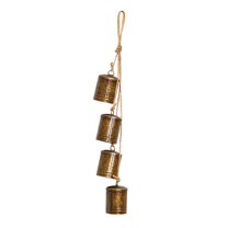FeiFu Christmas Bells Pendants Rope Rope Bells Metal Vintage Horn Bells Rope Rope Straight-Edge Small Square Bells String for Christmas Tree or Door Decor