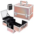 thumbnail image 2 of Caja de maquillaje de 11.6 pulgadas para mujer, organizador de joyas de viaje con compartimentos y espejo, portátil, con bloqueo, estilo brillante, 2 of 8